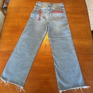 Zara Blue Flare Jeans with Red Details